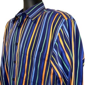 Vtg St. Croix Striped Mens Button Down Cotton Shirt ITALY Sz M Long Sleeves